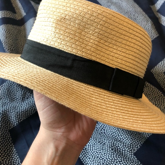 SUMMER HAT WITH BLACK RIBBON AND FLAT BOW - Picture 8 of 8